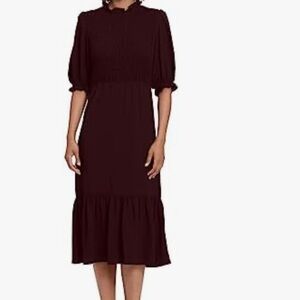 London Times Purple Tiered Mock Neck Sundress